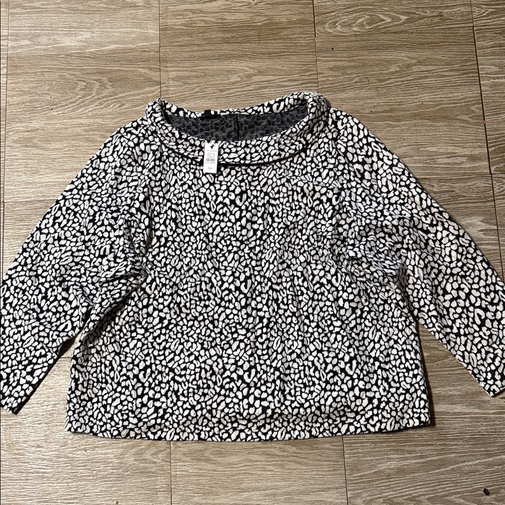 Talbots Black and White Print Blouse